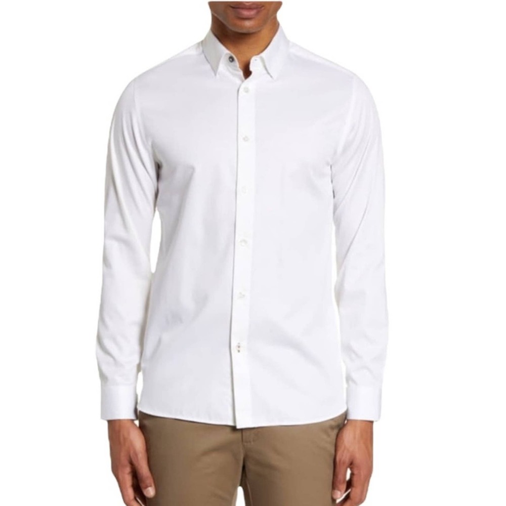 TED BAKER ENDURANCE 100% COTTON LONG SLEEVES SHIRT SIZE 16 (34-35) BUTTON DOWN